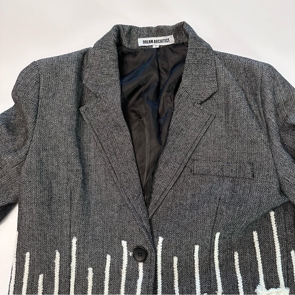 Two Tone Micro Herringbone Cable Knit Jacket Oversized Medium Margiela esque - Picture 3 of 7